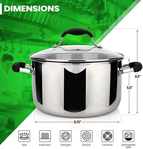6 qt 1810 SS Stockpot with Glass Lid
