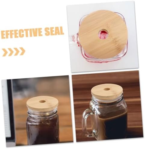 DECHOUS 6pc Mason Jar Wooden Lids Set 70mm Diameter