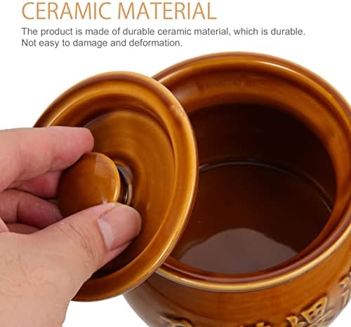 Yardwe Fermenting Jars Small Ceramic Stew Pot for Fermenting and Cooking 400ml