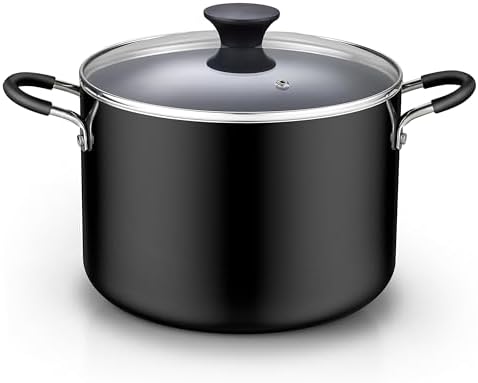 Compact Nonstick Stockpot with Glass Lid Black