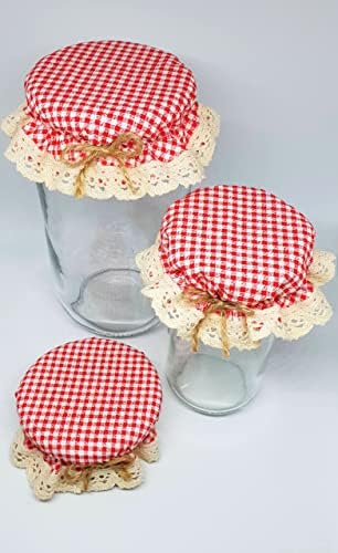 10-Piece Red Gingham Jar Cover Cloth Set