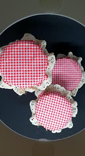 10-Piece Red Gingham Jar Cover Cloth Set