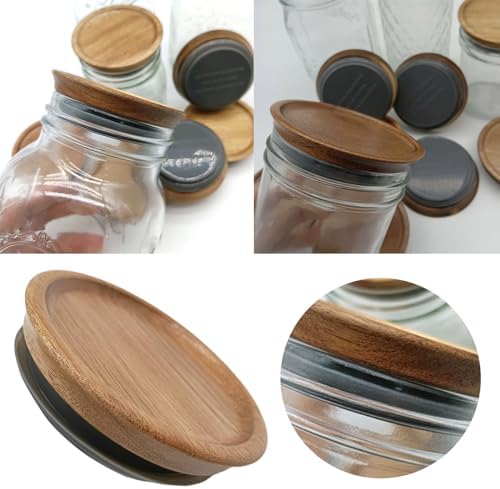 6-PieceGenericWide Mouth Wooden Mason Jar Lids Airtight Reusable Storage Solution