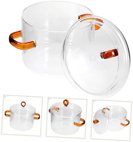 PRETYZOOM 2pcs Glass Stockpot with Lid