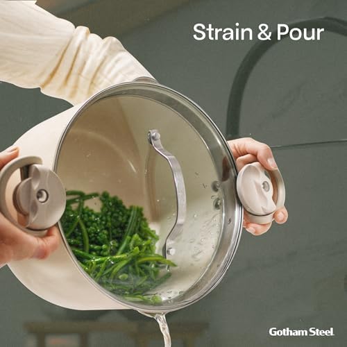 Nonstick Stock Pot With Strainer Lid Quick Cleanup and Eco-Friendly Cooking