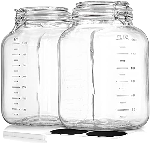 2-Piece 1 Gallon Glass Canning Jars with Airtight Lids