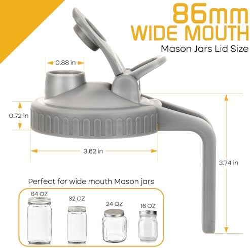BPA-Free Mason Jar Lid with Silicone Seal - Easy Pour 6-Pack