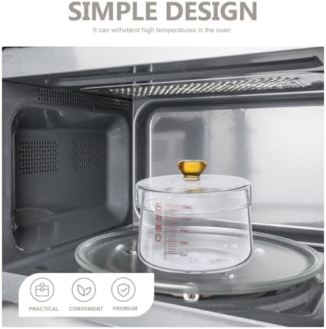 Alipis Glass Cooking Pot with Lid Heat-Resistant 150ml