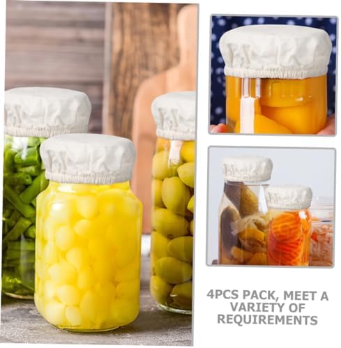 Canning Jar Covers protect freshness 8 Pcs Beige Cotton lids