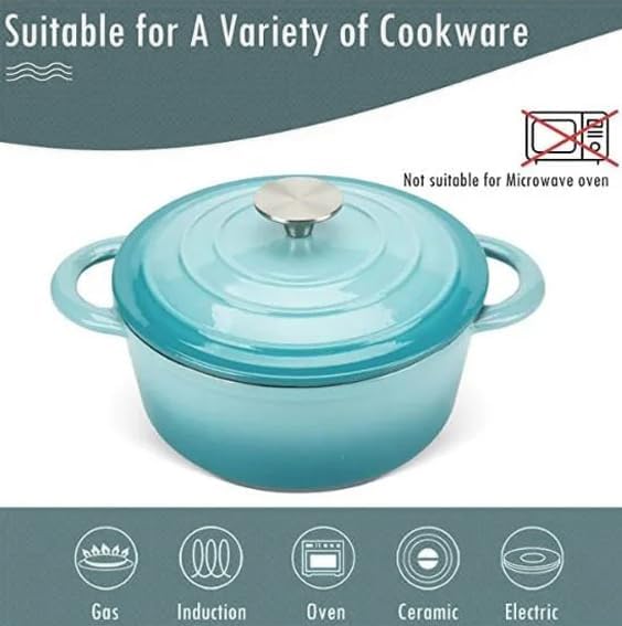 5 Qt Nonstick Cast Iron Stockpot E-coated Durable Heat Retentive