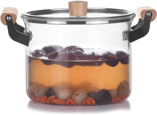 High-Borosilicate Glass Cooking Pot Heat Resistant Easy Cleaning