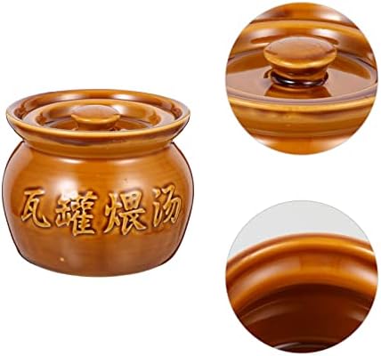 Yardwe Fermenting Jars Small Ceramic Stew Pot for Fermenting and Cooking 400ml