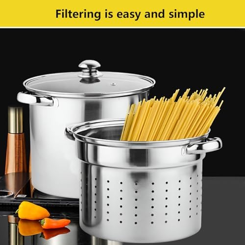 AIZYR Stainless Steel Stockpot with Basket for Induction and Cooking