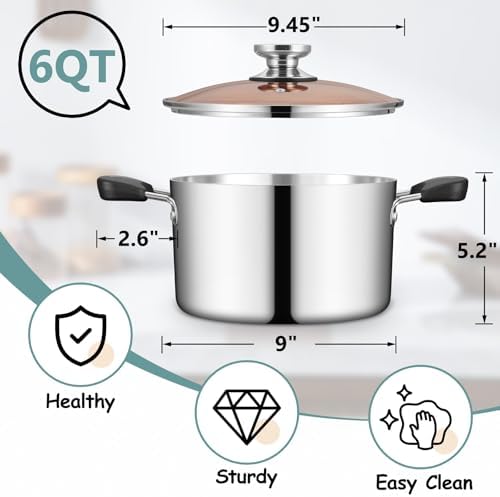 TeamFar 6QTStainless Steel Stockpot Set