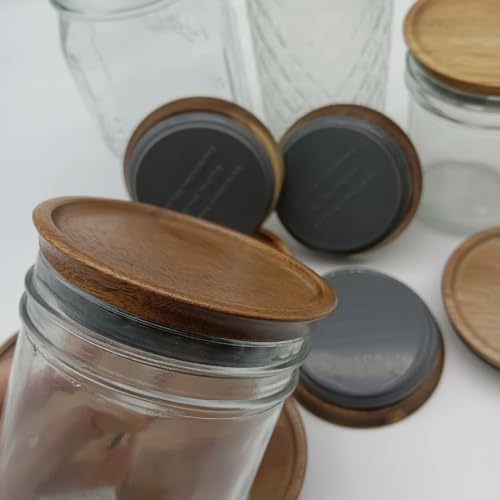 6-PieceGenericWide Mouth Wooden Mason Jar Lids Airtight Reusable Storage Solution