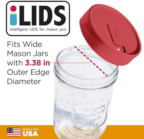 iLIDS Mason Jar Drink Lid Wide Mouth Coral 2-Pack