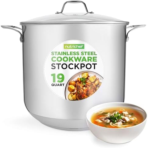 NutriChef 19-Quart Stainless Steel Cooker with Glass Lid