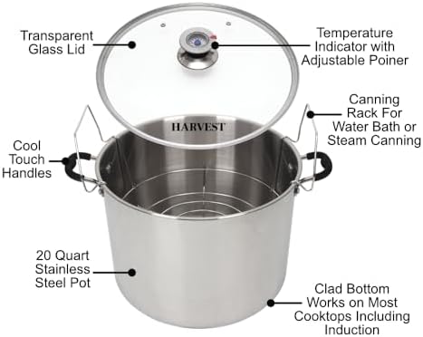 20Qt Canning Pot wRack Easy for All Stovetops