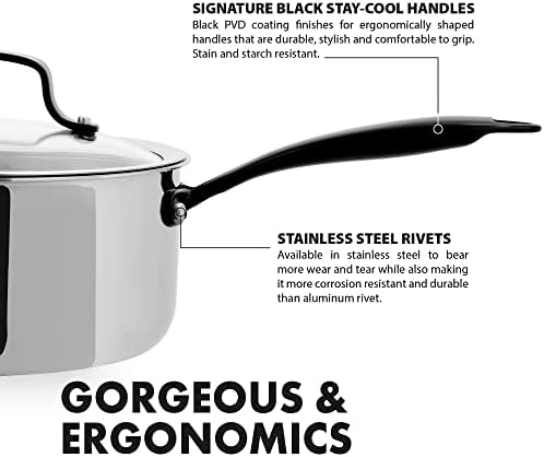 Groldties 3QT Tri-Ply Stainless Steel Saucepan