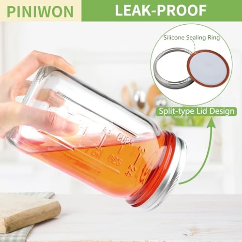 PINIWON Wide Mouth Mason Jars 32 oz 12 Pack