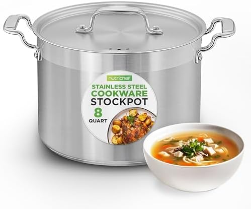 Life-changing 8 QT Stainless Steel Stockpot with Ergonomic Handles Induction Compatibility