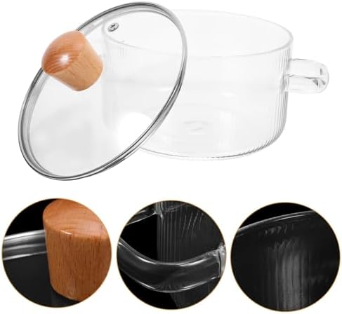 PPZZY Transparent glass cooking pot with lid