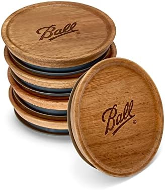 Ball Wooden wide mouth Jar lids Acacia Wood 5-Piece Set