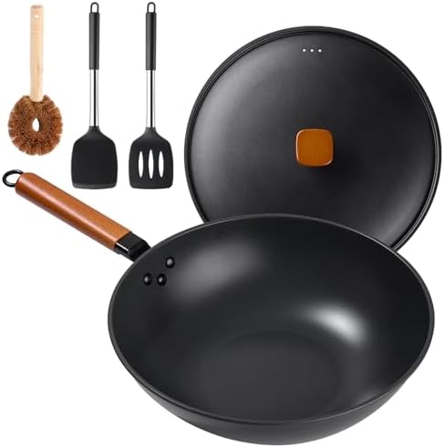 13 Carbon Steel Wok with Lid