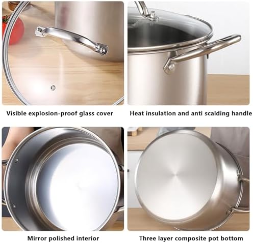 Stainless Steel Stock Pot 11L with Tempered Glass Lid
