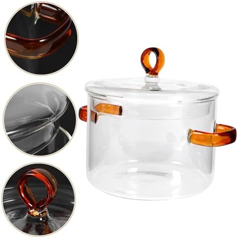 PRETYZOOM 2pcs Glass Stockpot with Lid
