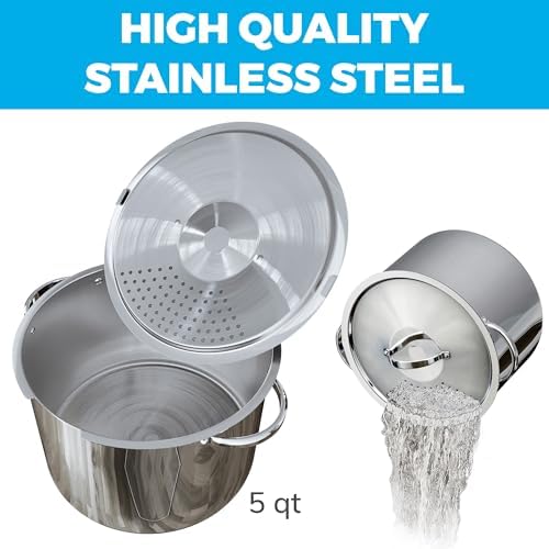 Cooler Concepts Stainless Steel Pasta Pot with Twist Lock Strainer Lid