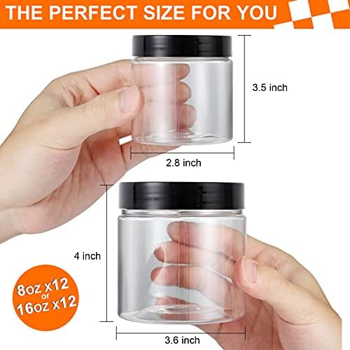 Vivimee 24 Pack Clear Plastic Jars with Lids 16 oz 8 oz