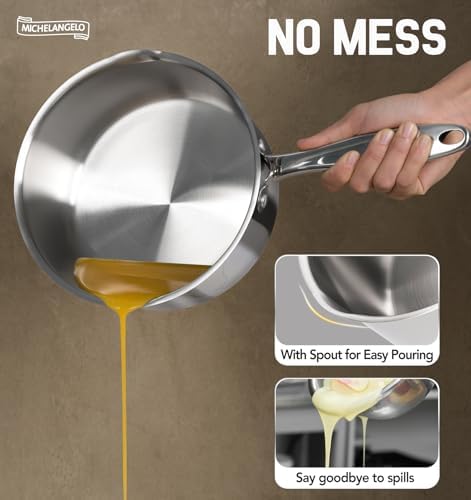 Ergonomic 3 Quart Stainless Steel Saucepan with Lids