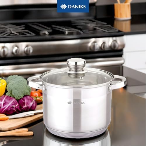 Daniks Standard stainless steel stock pot with glass lid