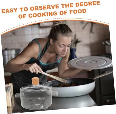 PPZZY Transparent glass cooking pot with lid