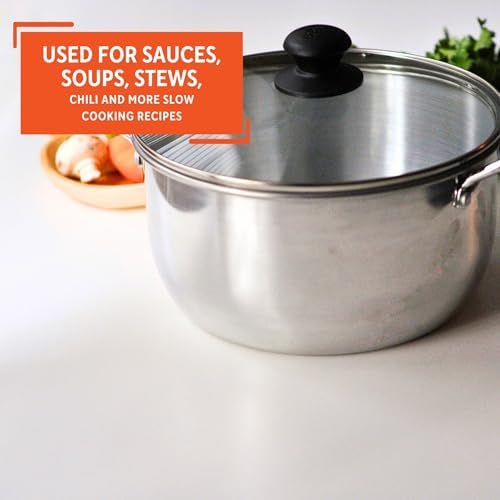 IMUSA USA 6-Quart Aluminum Pot with Glass Lid and Bakelite Handle