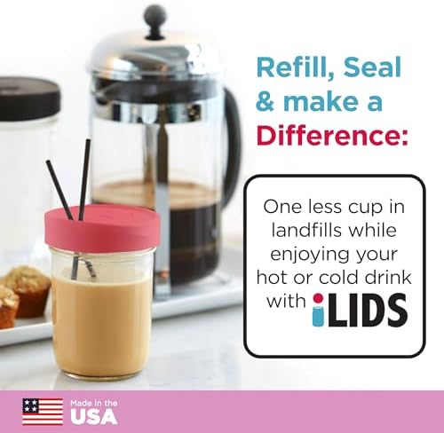 iLIDS Mason Jar Drink Lid Wide Mouth Coral 2-Pack