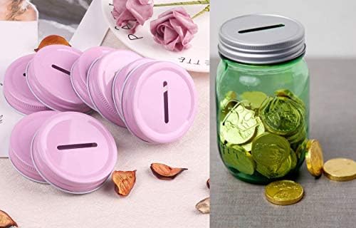 DRHOM Coin Slot Lid for Mason Jars - 8 Pieces Stainless Steel