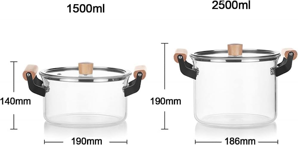 High-Borosilicate Glass Cooking Pot Heat Resistant Easy Cleaning