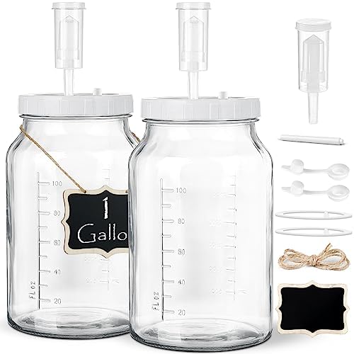 Qianfenie 2-Pack Fermentation Jars for Pickling Brewing Durable Airtight Glass
