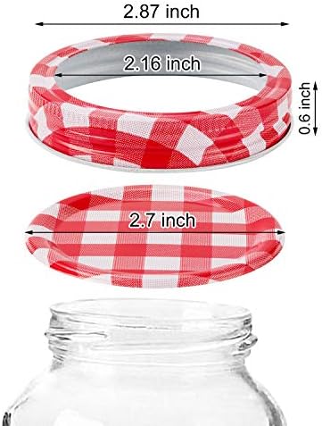 ZizasAry24-Set Canning Lids with Rings Mason Jar Caps Red White