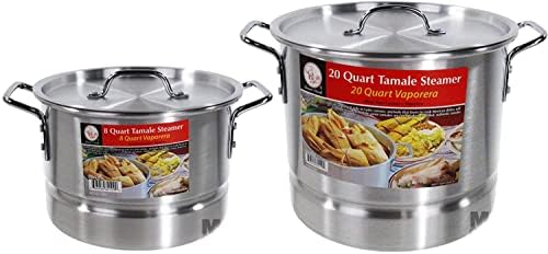 MDS Cuisine Cookwares Aluminum Stockpot Set With Steamer 8Qt16Qt for Traditional Cooking