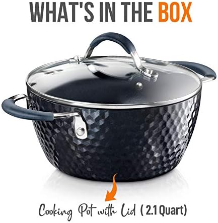 NutriChef Durable Non-Stick 21 Quart Pot with Glass Lid