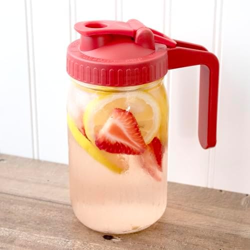 Cherry Red Mason Jar Lid with Handle 3-Pack