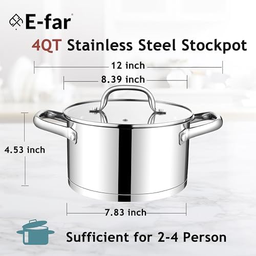 Sleek 4 qt Stock Pot with Lid - Premium Kitchen Tool forRecipes