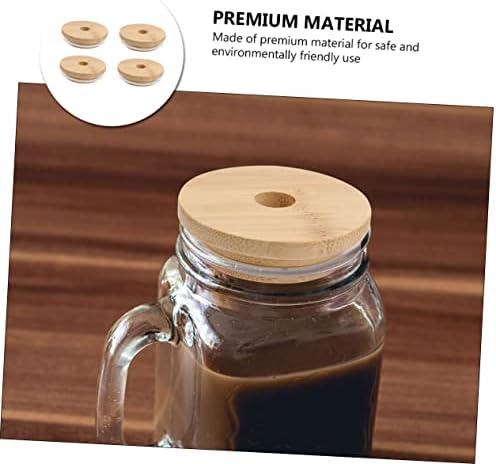 Cabilock 4PCS Mason Jar Lids with Wooden Covers 70mm