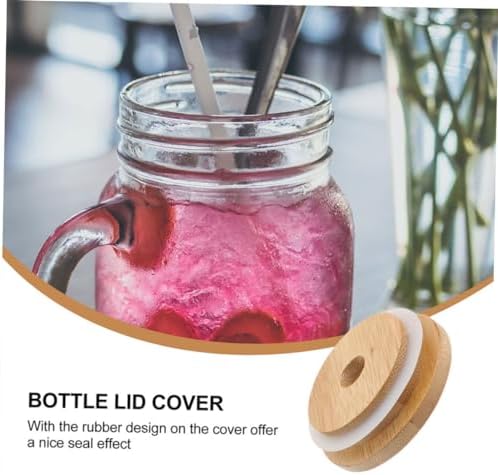 Alipis 4pcs Mason Jar Lids with Straw Holes Reusable Covers for Drinking