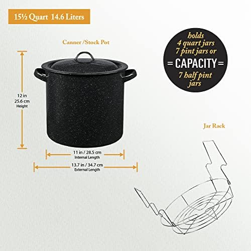 Granite Ware Stockpot with Lid and Jar Rack 4 Jar Capacity