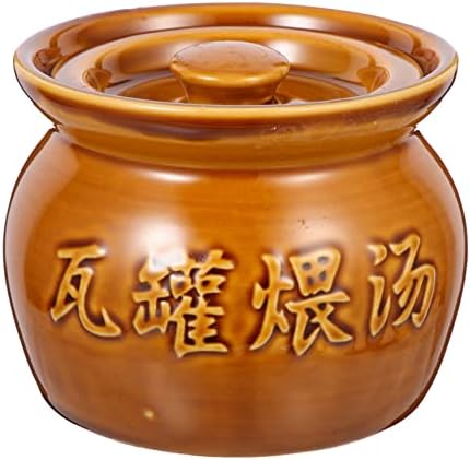 Yardwe Fermenting Jars Small Ceramic Stew Pot for Fermenting and Cooking 400ml