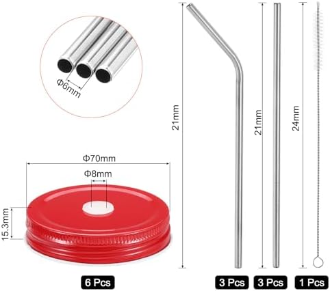 uxcell 13pcs Stainless Steel Mason Jar Lids with Straw Hole